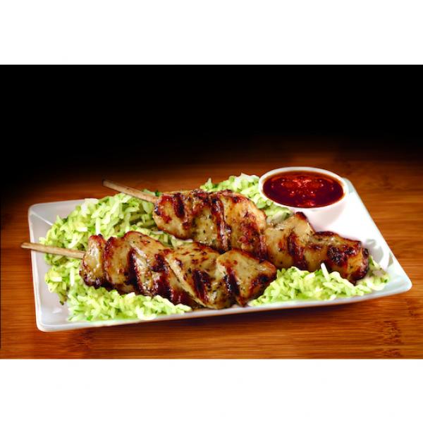 Expresco Fully Cooked Rotisserie Style Chicken Breast Skewers 10.5 Ounce Size - 12 Per Case.