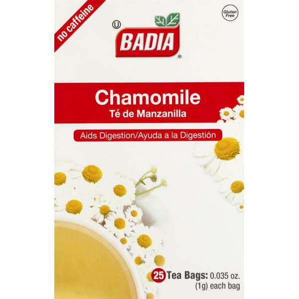 Badia Chamomile Tea Bags 25 Each - 100 Per Case.