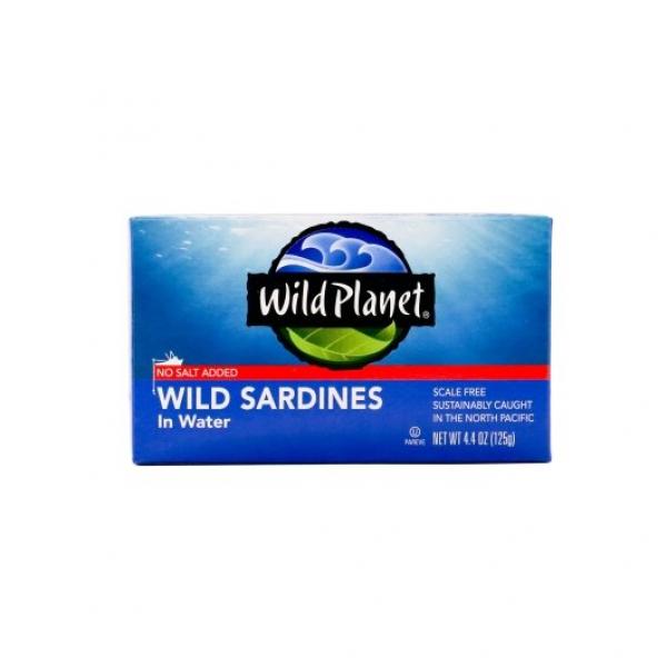 Wild Planet Foods Sardines In Water No Salt 4.4 Ounce Size - 12 Per Case.