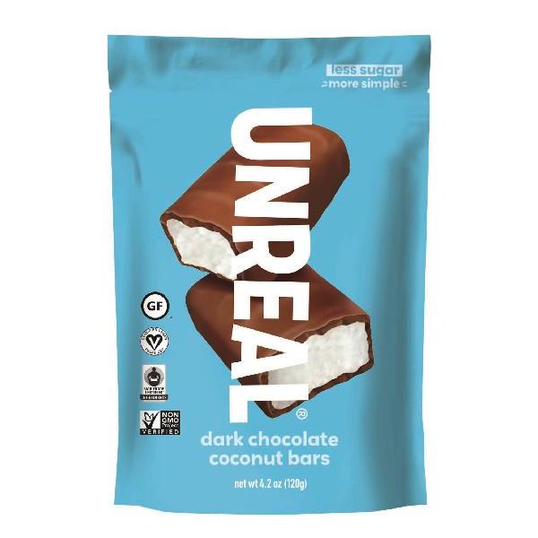 Unreal Brands Dark Chocolate Coconut Bars 4.2 Ounce Size - 6 Per Case.