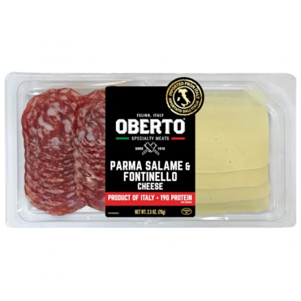 Oberto Parma Salame Fontinella Cheese 2.5 Ounce Size - 12 Per Case.