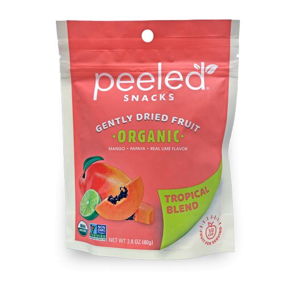Peeled Snacks Tropical Blend Organic Dried Fruit 2.8 Ounce Size - 12 Per Case.