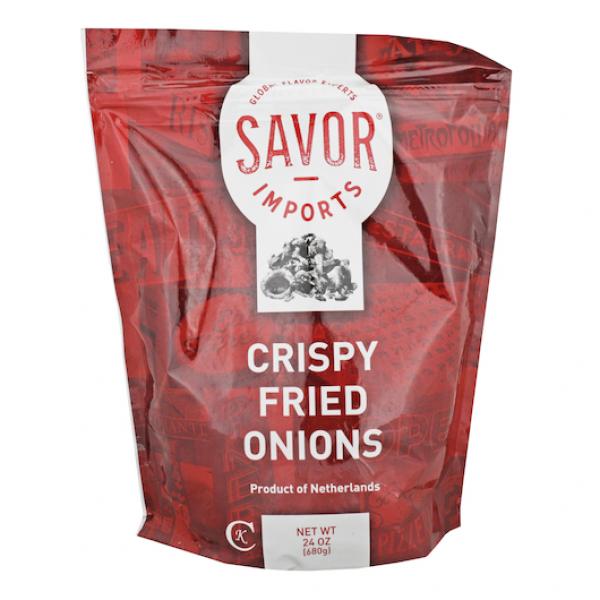 Savor Imports Crispy Fried Onions 24 Ounce Size - 6 Per Case.