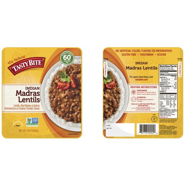 Tasty Bite Madras Lentils 10 Ounce Size - 48 Per Case.