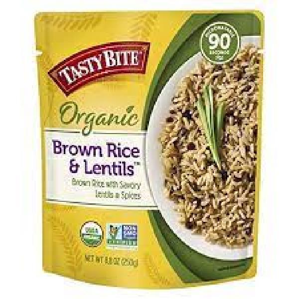 Tasty Bite Brown Rice Lentils 8.8 Ounce Size - 12 Per Case.