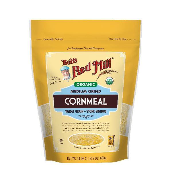 Bob's Red Mill Medium Grind Cornmeal One Four Pouches 24 Ounce Size - 4 Per Case.