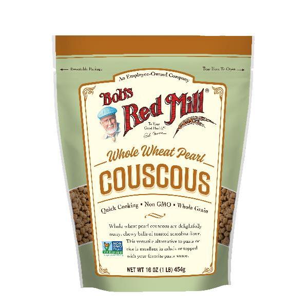 Bob's Red Mill Whole Wheat Pearl Couscous One Four Resealable Pouches 16 Ounce Size - 4 Per Case.