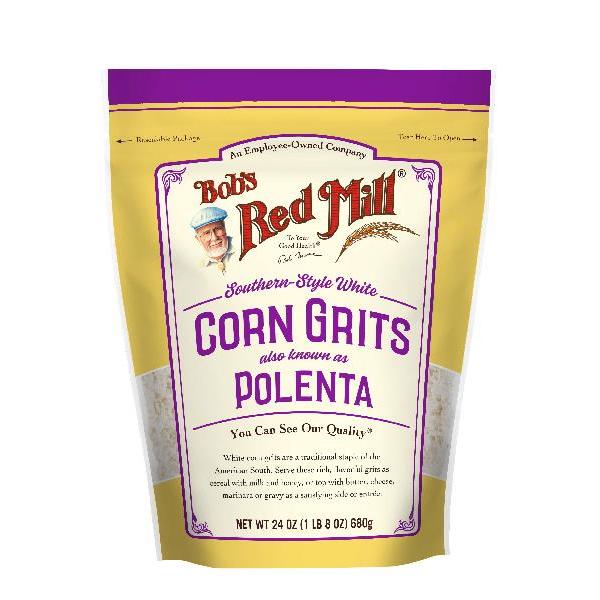Bob's Red Mill Creamy White Corn Grits Hot Cereal One Four Resealable Pouche 24 Ounce Size - 4 Per Case.