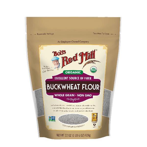 Bob's Red Mill Organic Buckwheat Flour One Four Resealable Pouches 22 Ounce Size - 4 Per Case.