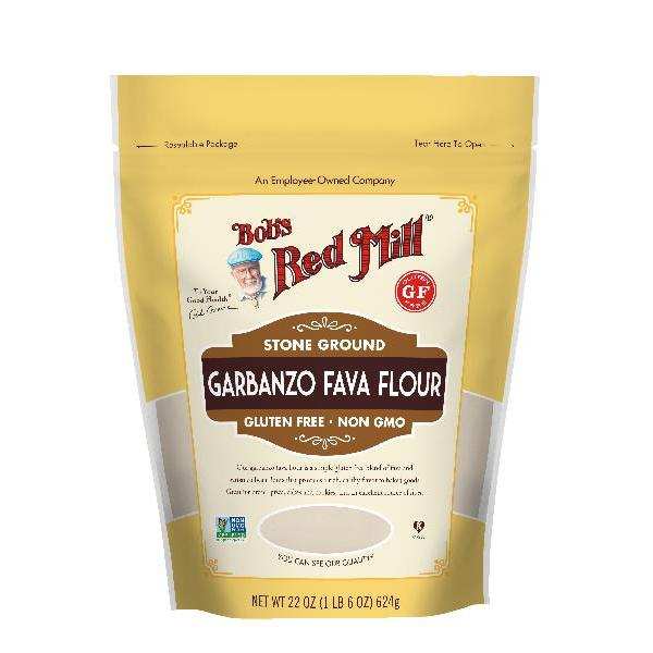 Bob's Red Mill Gluten Free Garbanzo And Favabean Flour One Four Resealable 22 Ounce Size - 4 Per Case.