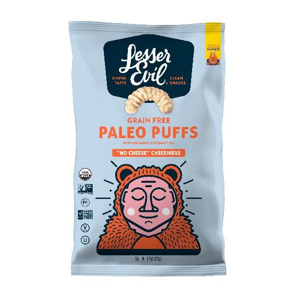 Lesserevil Paleo Puffs No Cheese Cheese 1 Ounce Size - 24 Per Case.
