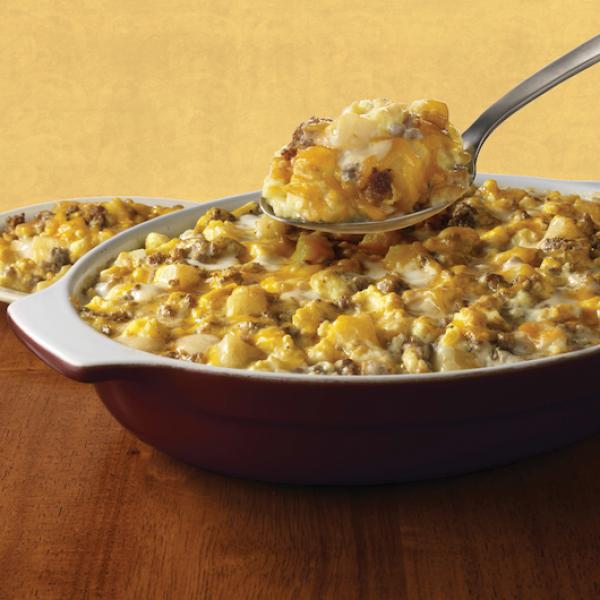Bob Evans Frozen Homestyle Breakfast Bake With Country Gravy Sausage Eggs Potatoes And 5 Pound Each - 4 Per Case.