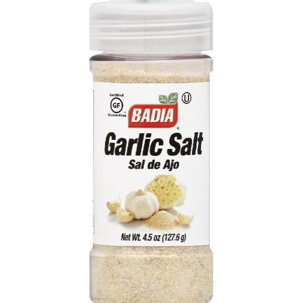 Badia Garlic Salt 4.5 Ounce Size - 8 Per Case.