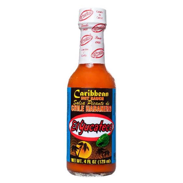 El Yucateco Caribbean Habanero Hot Sauce 4 Fluid Ounce - 12 Per Case.
