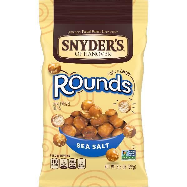 Snyder's Of Hanover Pretzels Rounds Sea Salt 3.5 Ounce Size - 8 Per Case.