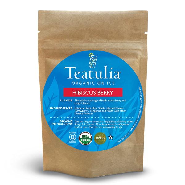 Teatulia Organic Teas Hibiscus Berry Iced Tea 24 Count Packs - 1 Per Case.