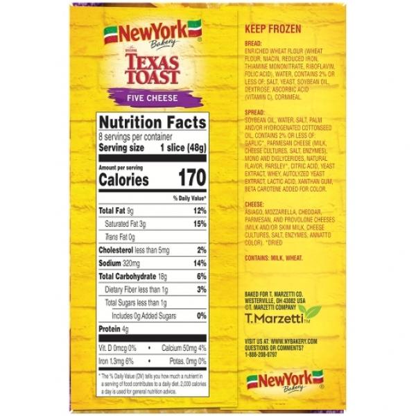 New York Five Cheese Texas Toast 13.5 Ounce Size - 12 Per Case.