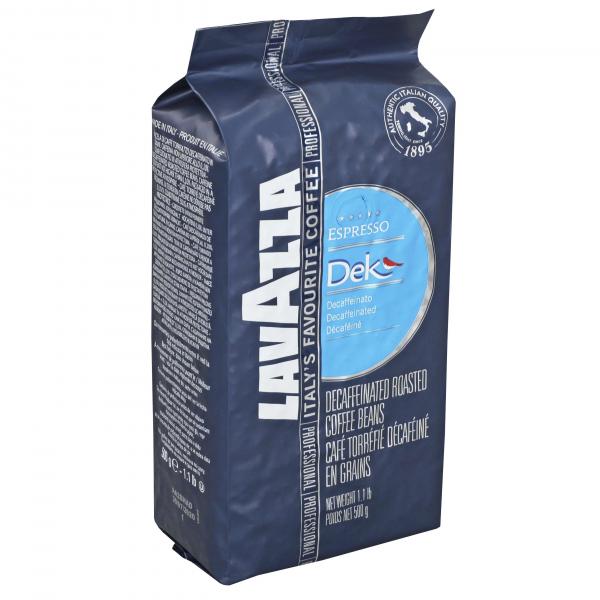 Lavazza Decaffeinated Beans Dek Bar Bags 500 Grams Each - 12 Per Case.