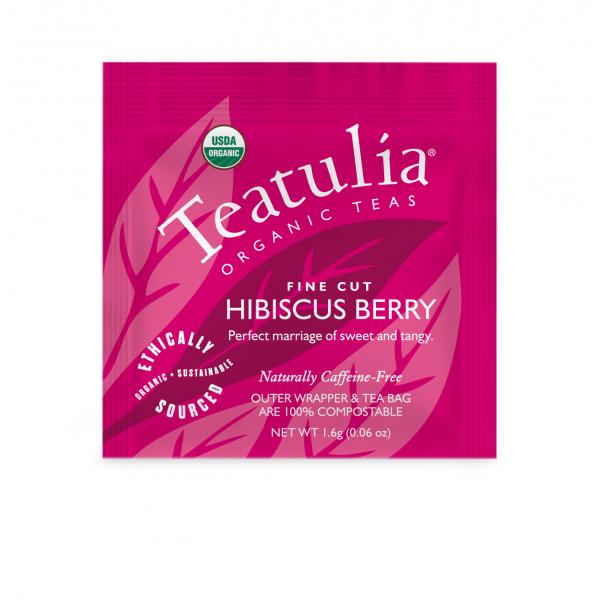 Teatulia Organic Teas Hibiscus Berry Standard Tea Bags 50 Count Packs - 1 Per Case.