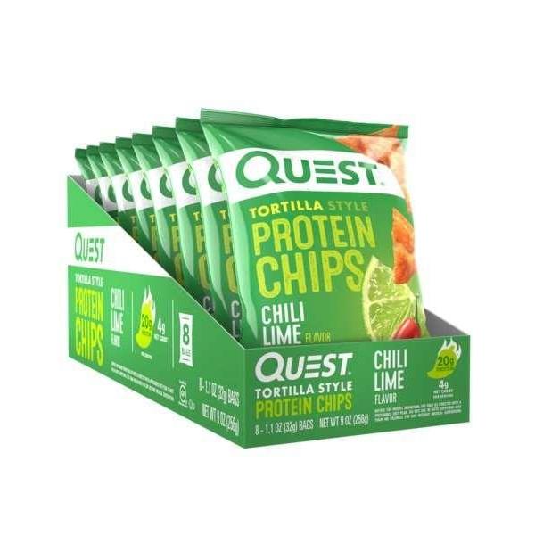 Quest Tortilla Chips Chili Lime 1.1 Ounce Size - 8 Per Case.