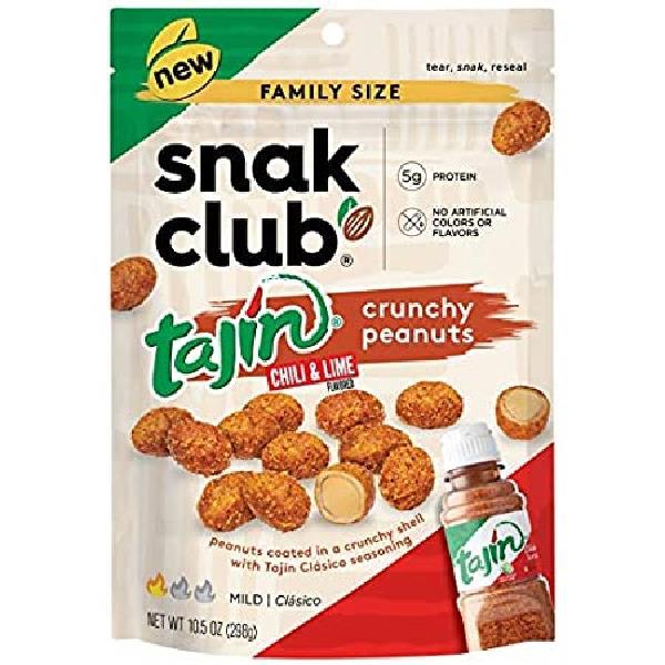 Snak Club Family Size Tajin Crunchy Peanuts 10.5 Ounce Size - 6 Per Case.