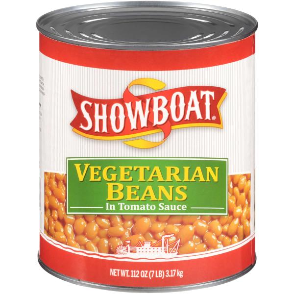 Showboat Vegetarian Beans In Tomato Sauce 112 Ounce Size - 6 Per Case.