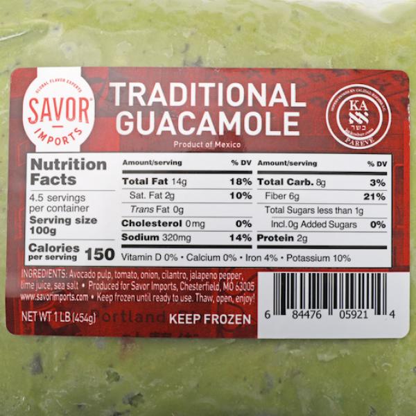Savor Imports Traditional Guacamole Hpp 1 Pound Each - 12 Per Case.