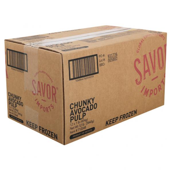 Savor Imports Chunky Avocado Pulp Hpp 1 Pound Each - 12 Per Case.