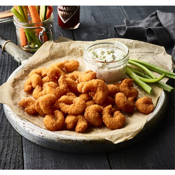 Mariner Jack Spicy Breaded Tail Off Shrimp With Tabasco® Brand Buffalo Style Hot Sauce 2 Pound Each - 4 Per Case.