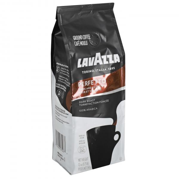 Lavazza Coffee Ground Perfetto 12 Ounce Size - 6 Per Case.