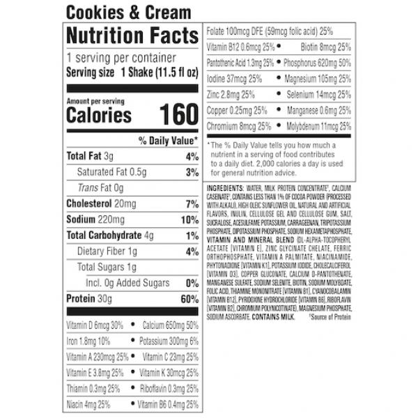 Protein Shake Cookies & Creme 11.5 Fluid Ounce - 12 Per Case.