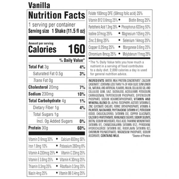 Protein Shake Vanilla 11.5 Fluid Ounce - 12 Per Case.
