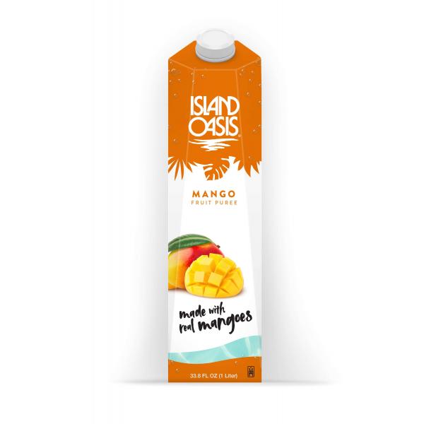 Island Oasis Mango Puree Mix 1 Liter - 12 Per Case.