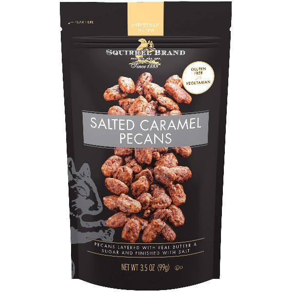 Squirrel Brand Salted Caramel Pecans Pack 3.5 Ounce Size - 6 Per Case.