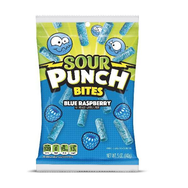 Sour Punch Bites Blue Raspberry Bag 5 Ounce Size - 12 Per Case.