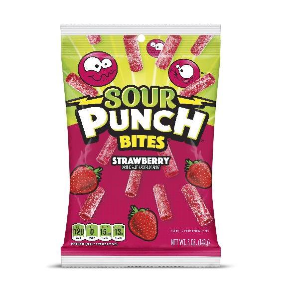 Sour Punch Bites Strawberry Casehb 5 Ounce Size - 12 Per Case.