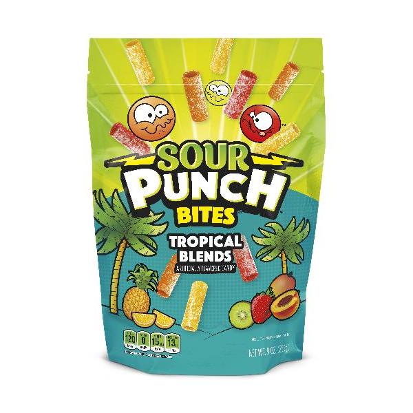 Sour Punch Bites Tropical Casesub 9 Ounce Size - 12 Per Case.