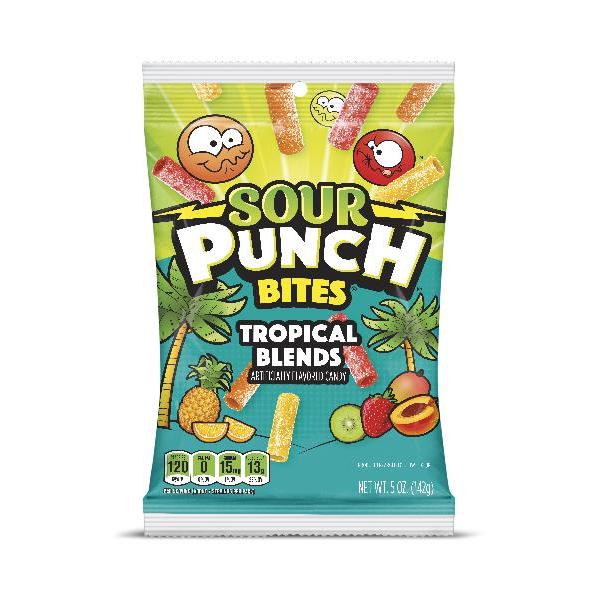 Sour Punch Bites Tropical Casehb 5 Ounce Size - 12 Per Case.