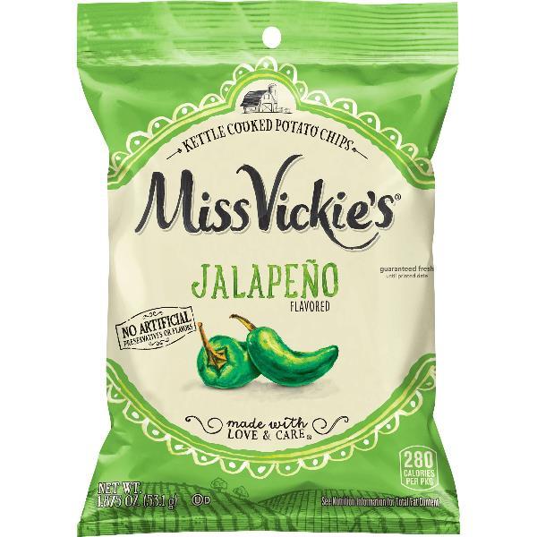 Miss Vickie's Jalapeno Kettle Cooked Potato Chips Xvl Peg 1.875 Ounce Size - 24 Per Case.