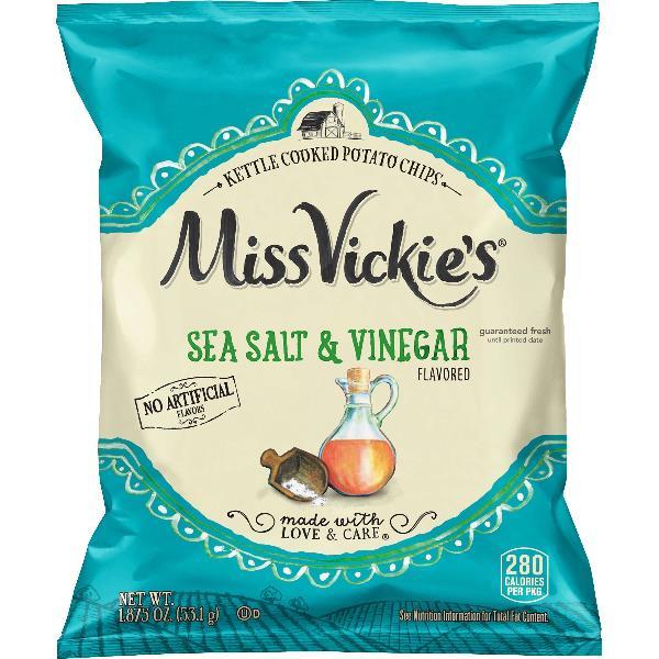 Miss Vickie's Sea Salt & Vinegar Kettle Cooked Potato Chips Xvl Peg 1.875 Ounce Size - 24 Per Case.