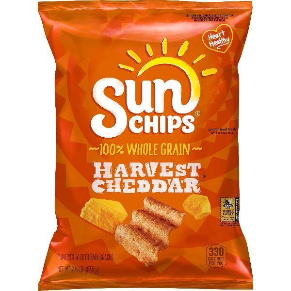 Sunchips Whole Grain Snacks Harvest Cheddar 2.375 Ounce Size - 24 Per Case.
