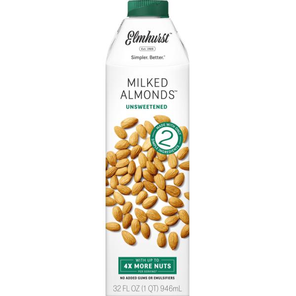 Elmhurst Milked Milked Unsweetened Almond 32 Fluid Ounce - 6 Per Case.