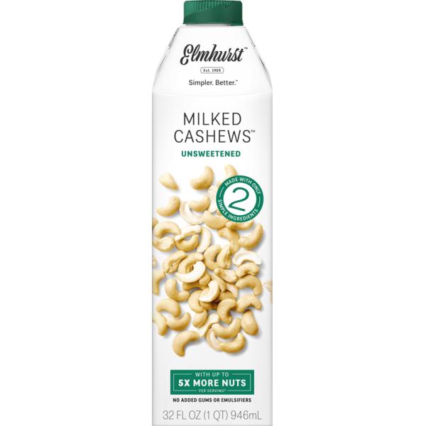 Elmhurst Milked Milked Unsweetened Cashew 32 Fluid Ounce - 6 Per Case.