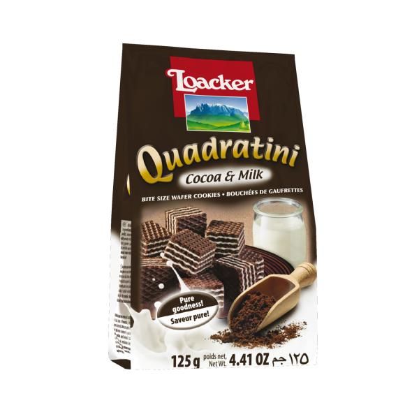 Loacker Quadratini Cocoamilk 4.41 Ounce Size - 6 Per Case.