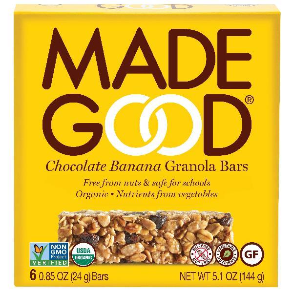 Madegood Chocolate Banana Granola Snack Bar 6 Count Packs - 6 Per Case.