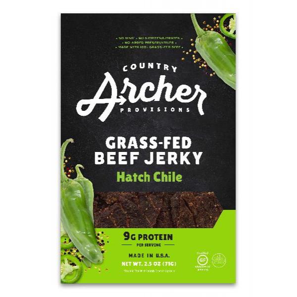 Country Archer Jerky Co Hatch Chile Beef Jerky 2.5 Ounce Size - 12 Per Case.