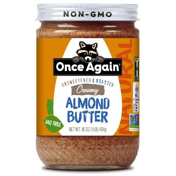 Once Again Nut Butter Smooth Almond Butter No Salt 16 Ounce Size - 6 Per Case.