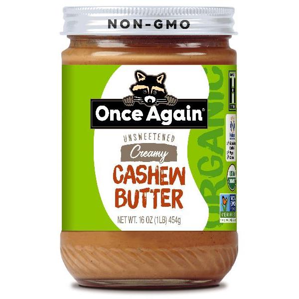 Once Again Nut Butter Organic Cashew Butter 16 Ounce Size - 6 Per Case.