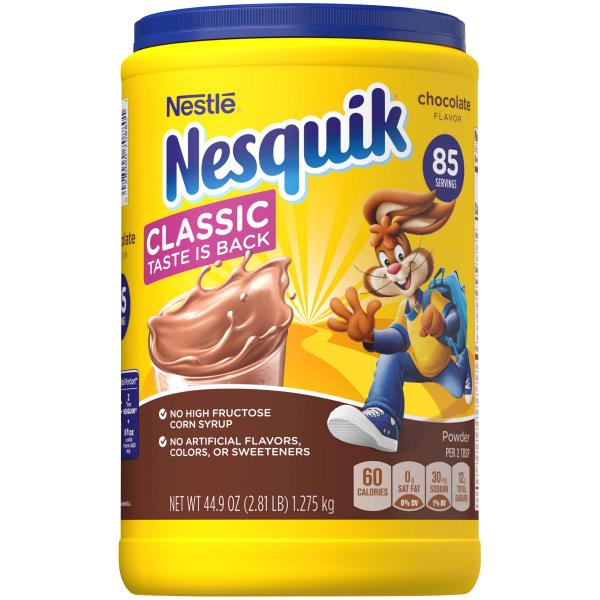 Nesquik Chocolate Powdr Canisters 44.974 Ounce Size - 6 Per Case.