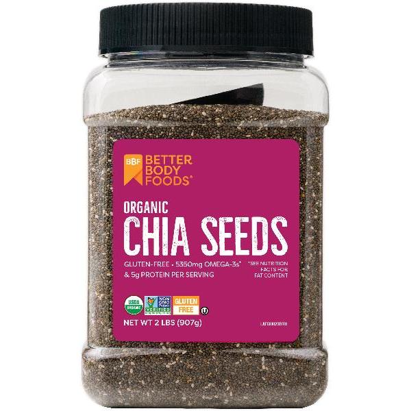Betterbody Foods Organic Chia Seeds 2 Pound Each - 6 Per Case.